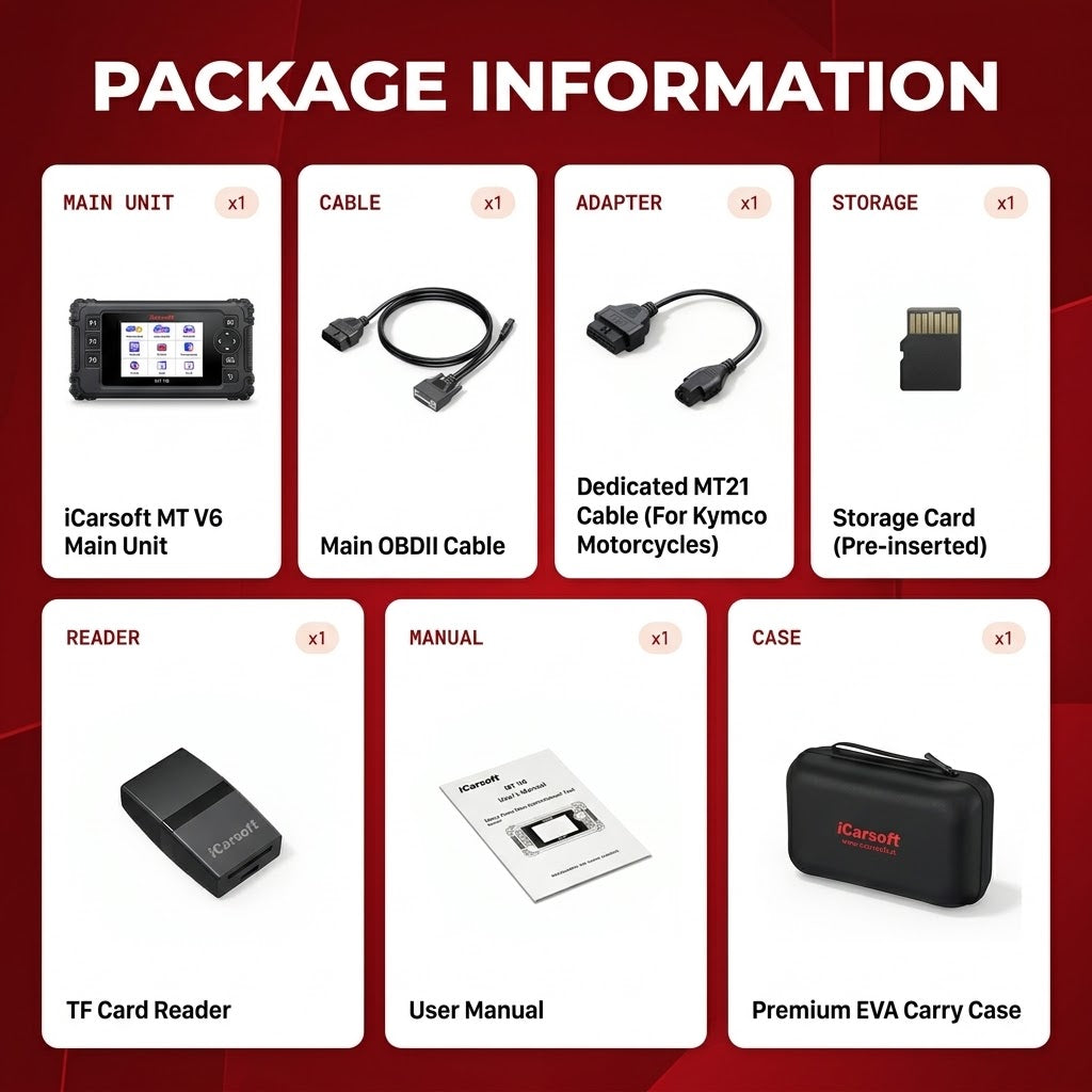 iCarsoft MT V6 Kymco Motorcycle Full System Scanner Engine ABS and Service Tools
