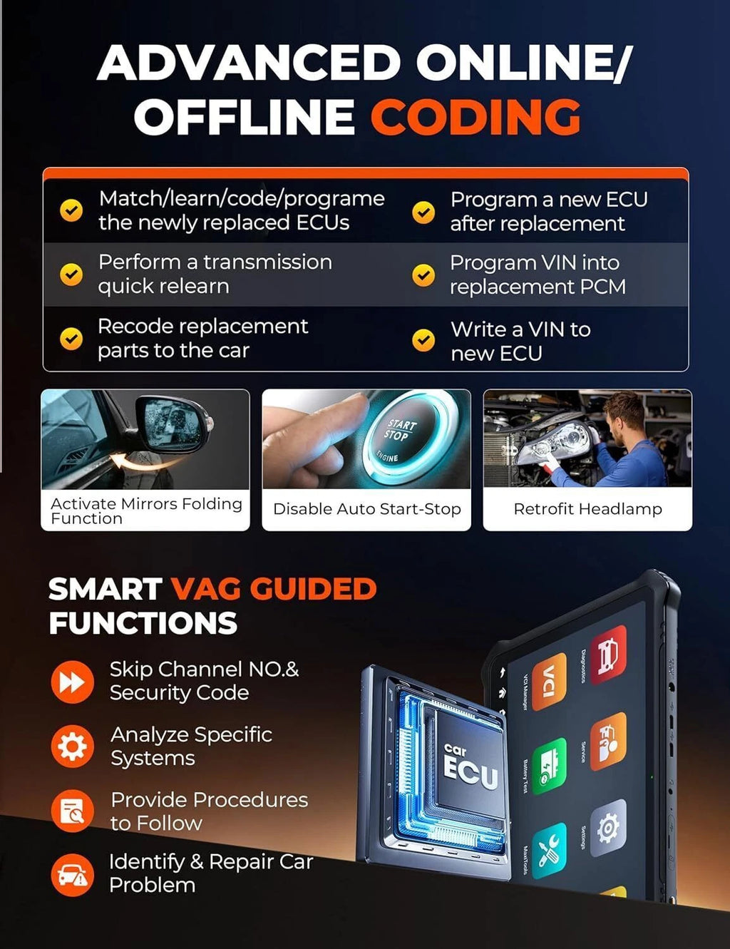 OTOFIX D1 PROS obd2 diagnostic scan tool Bidrectional full system  ECU Coding