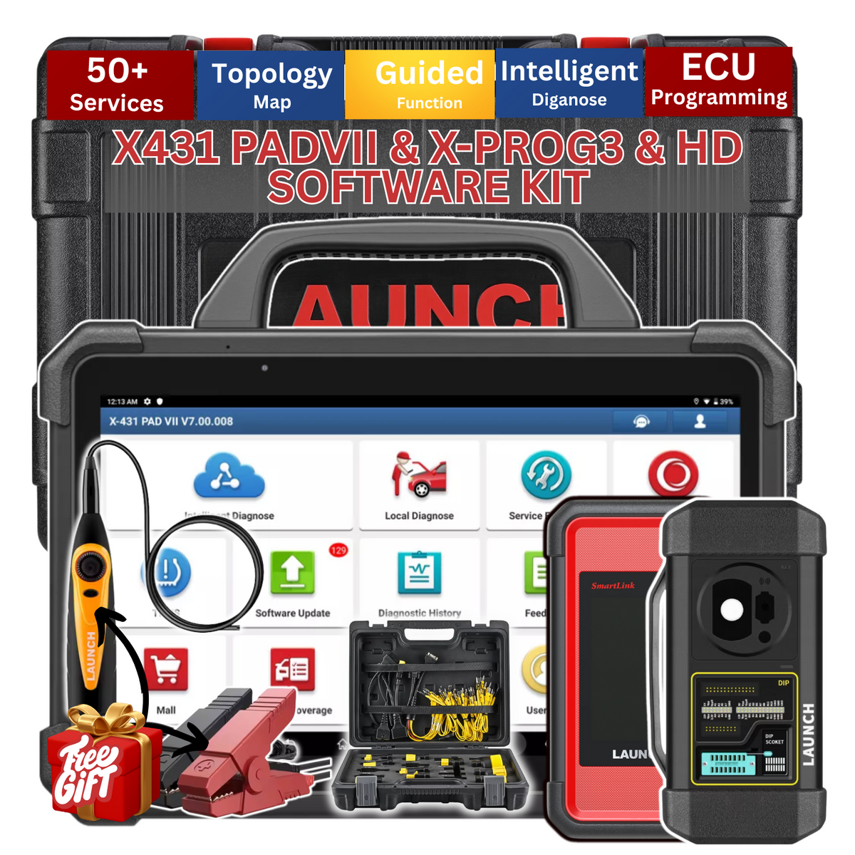 LAUNCH Scanner Complete Set PADVII X-PROG3 Truck Kit Professional Car Diagnostic