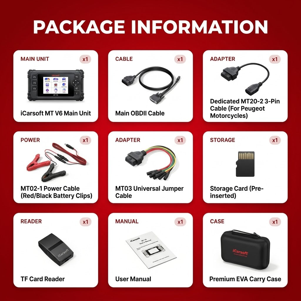 iCarsoft MT V6 Peugeot Motorcycle ECU Engine Diagnostics Live Data Scan Tool