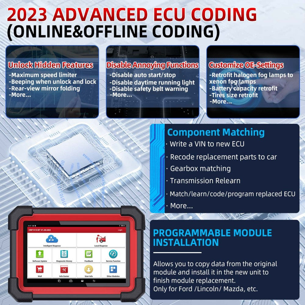 2025  LAUNCH CRP919E BT OBD2 Scan Tool Bi-Directional ECU/Key Coding