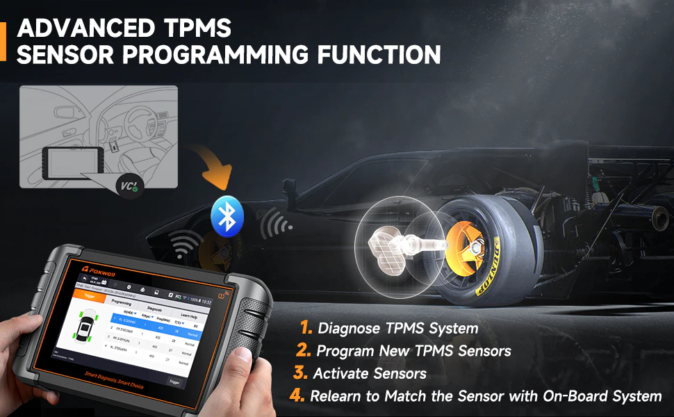 FOXWELL NT809TS OBD 2 Car Diagnostic Tools Tpms Programing A/F DPF BRT 30+ Reset Active Test OBD2 Bluetooth Automotive Scanner - Auto Lines Australia