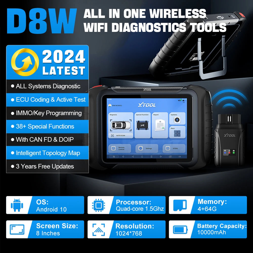 XTOOL D8W WIFI OBD2 Car Diagnostic Tools ECU Online Coding Bi-directional Control Key Programming 38 Resets CAN FD DOIP Secondary image