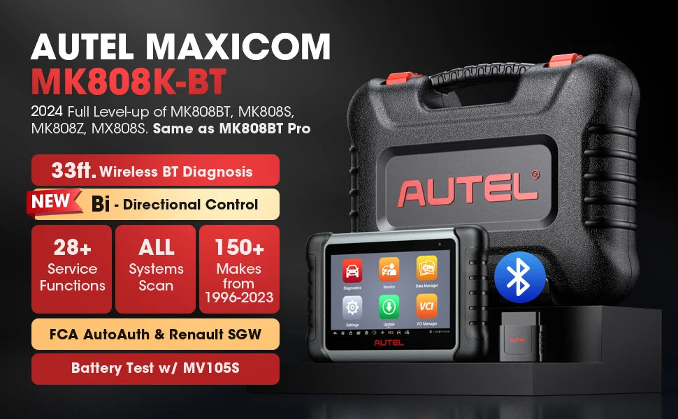 Autel MaxiCOM MK808KBT PRO OBD2 Scanner Automotivo Car Diagnostic Scan Tool MK808K-BT OBD 2 Code Reader Key Coding Active Test