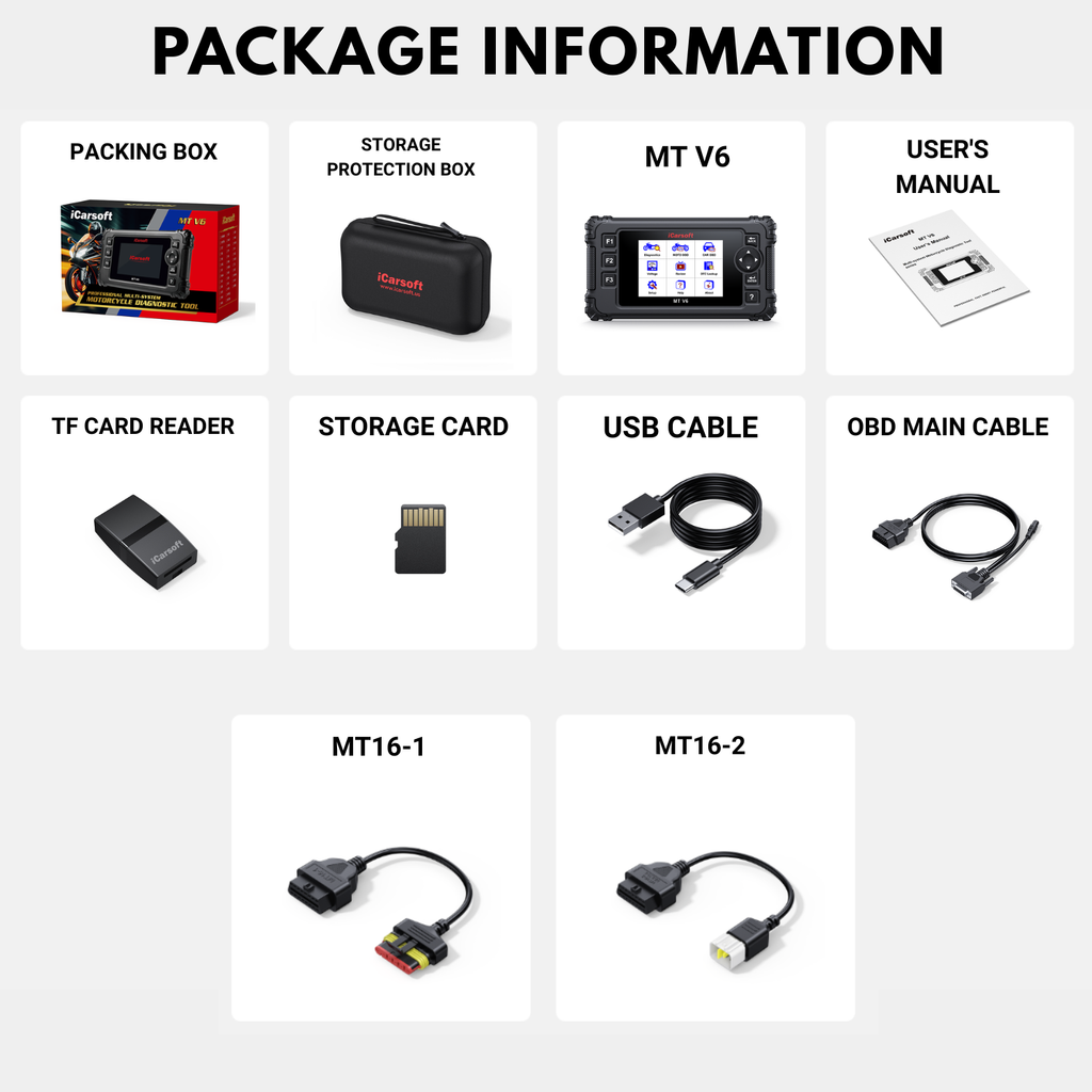 iCarsoft MT V6 Benelli Bike Multi Module Fault Reader ECU ABS Live Diagnostic