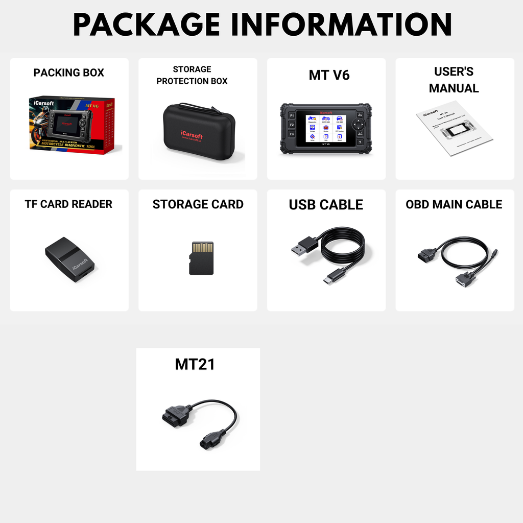 iCarsoft MT V6 Kymco Motorcycle Full System Scanner Engine ABS and Service Tools