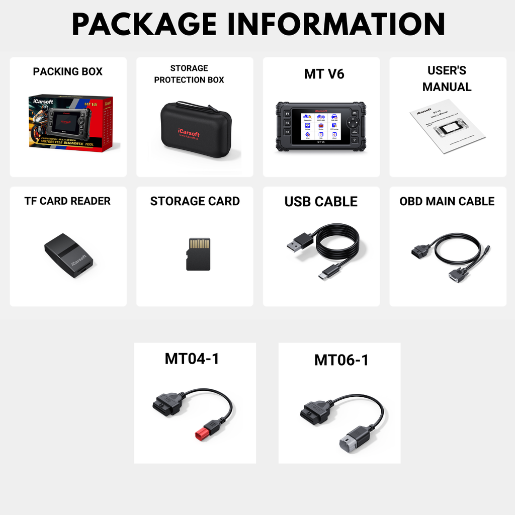 iCarsoft MT V6 Suzuki Motorcycle Scanner Engine ABS Throttle Free Updates Tools