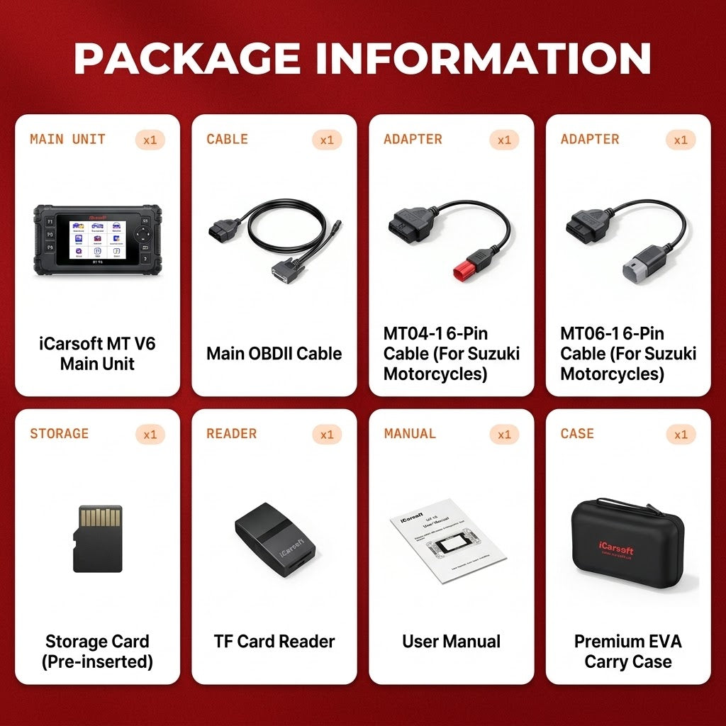 iCarsoft MT V6 Suzuki Motorcycle Scanner Engine ABS Throttle Free Updates Tools