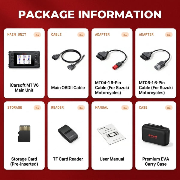 iCarsoft MT V6 Suzuki Motorcycle Scanner Engine ABS Throttle Free Updates Tools