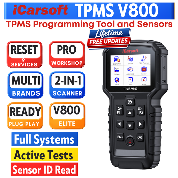 iCarsoft TPMS V800 OBD2 Diagnostic Tool TPMS Programming Full System Scanner
