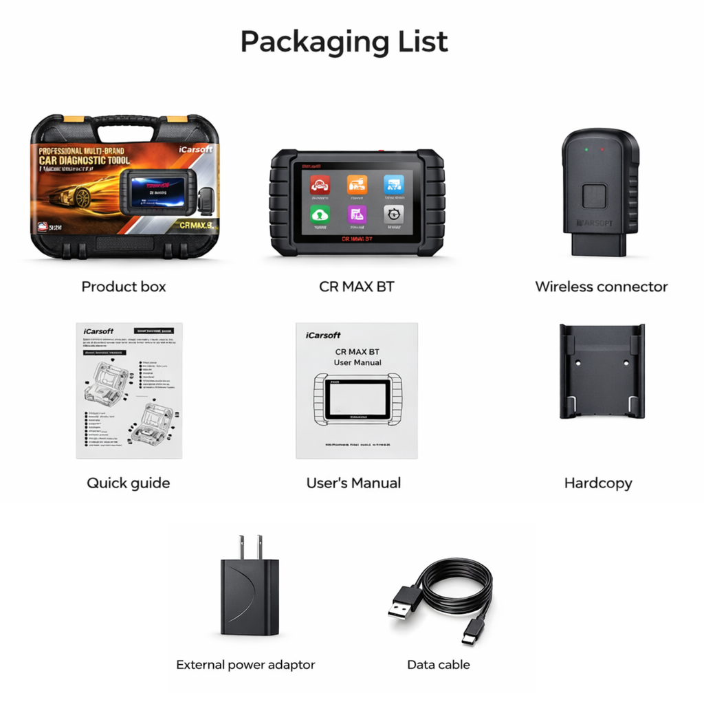 iCarsoft CR MAX BT Wireless Multi-Brand Full System Scanner 40 Functions Resets