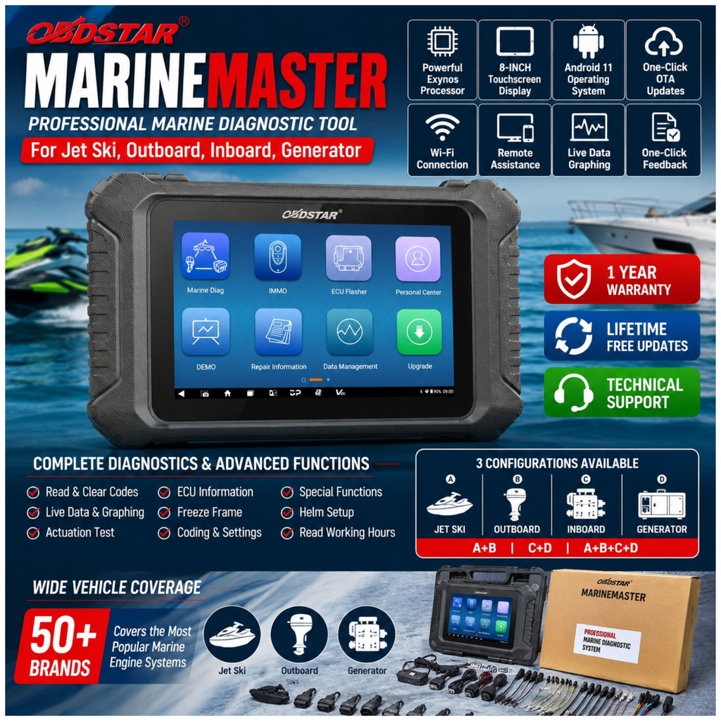OBDSTAR MarineMaster Professional Marine Diagnostic Scanner for Jet Ski Outboard Inboard and Generator Engines