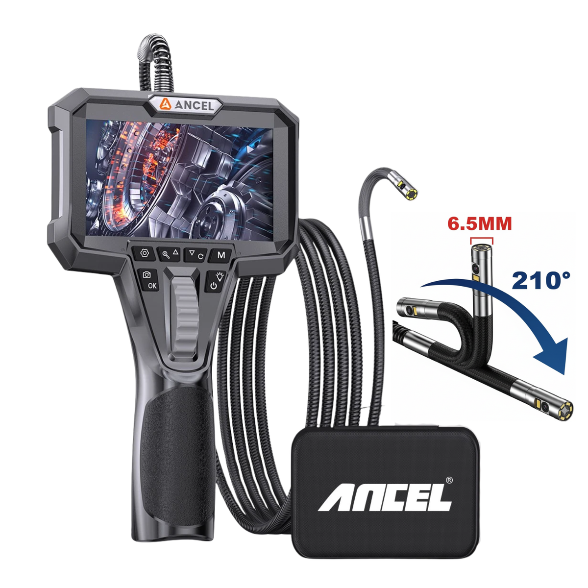 ANCEL AN302 Dual Lens Industrial Endoscope Camera 4 3 Inch Automotive Inspection Main image