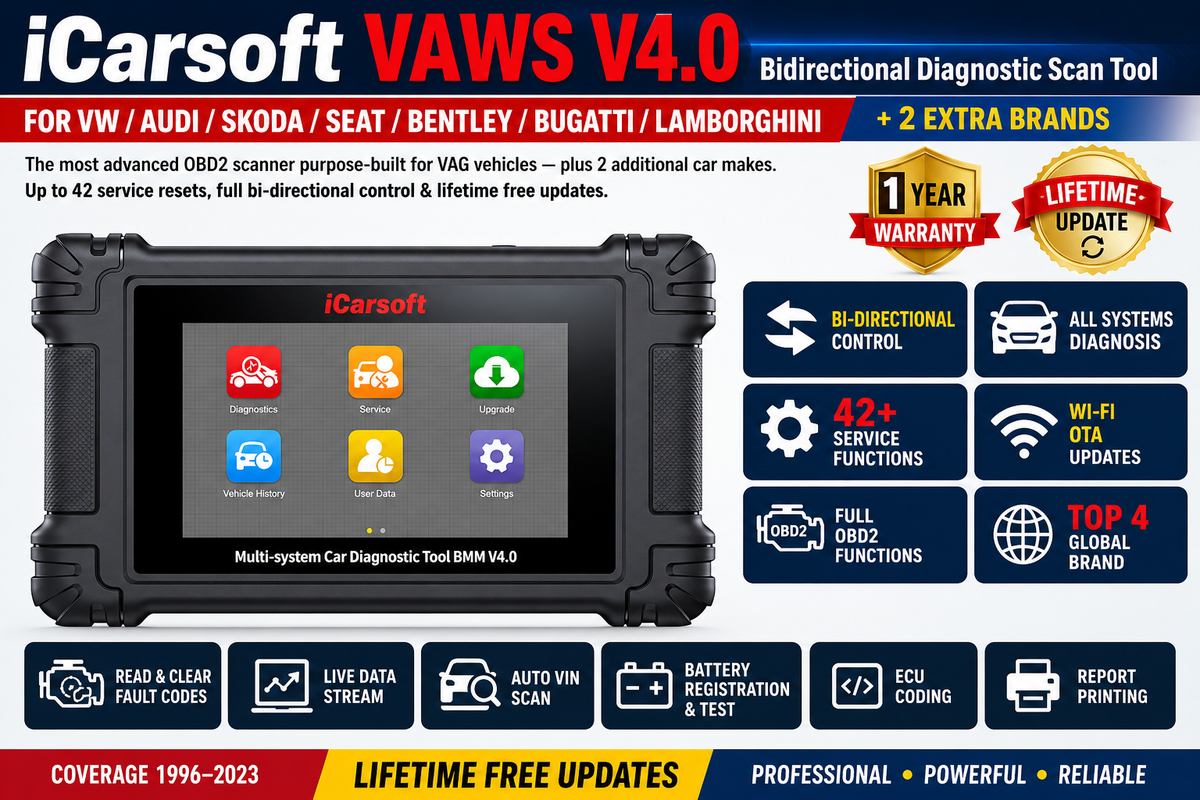 iCarsoft VAWS V4.0 VAG Group OBD2 Diagnostic Scanner ECU Coding Bidirectional Control
