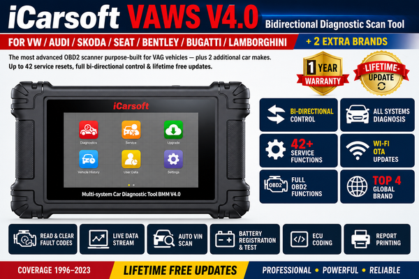 iCarsoft VAWS V4.0 VAG Group OBD2 Diagnostic Scanner ECU Coding Bidirectional Control