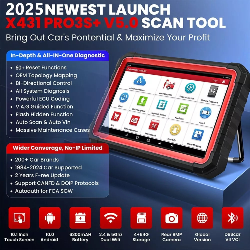 LAUNCH X431 PRO3S+ V5.0  ECU Coding 55+ Service OBD2 Vehicle Diagnostic Scanner