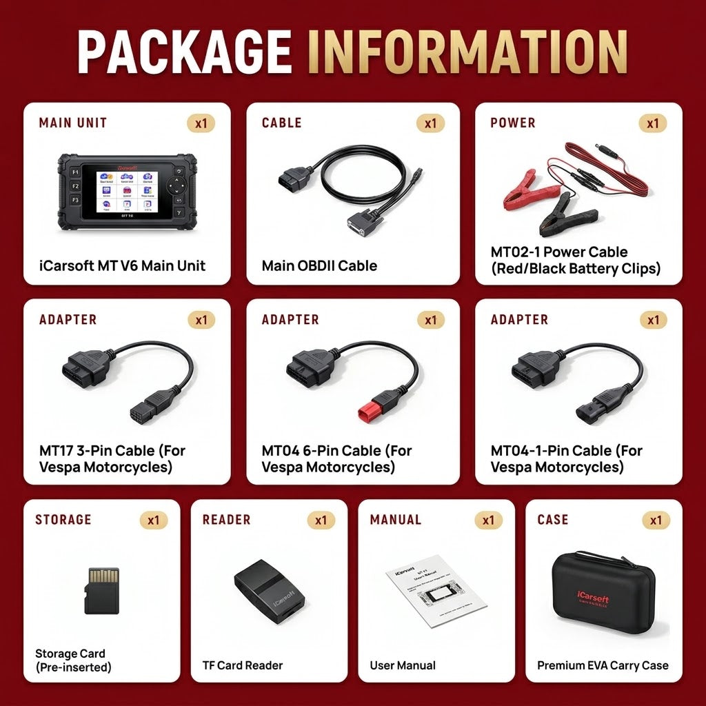 iCarsoft MT V6 Vespa OBDII ECU Reader ABS Bleed  Actuation Bi-Directional Test