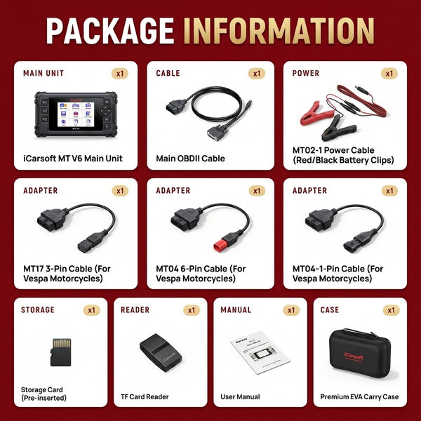iCarsoft MT V6 Vespa OBDII ECU Reader ABS Bleed  Actuation Bi-Directional Test