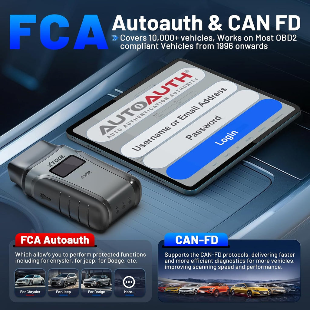 XTOOL A30M bluetooth OBD2 Scanners For Automotive Code Reader TPMS CANFD Protocol