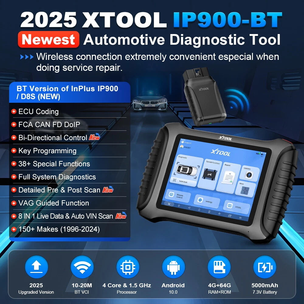 XTOOL IP900BT Auto Bidirectional Diagnostic Scanner ECU Coding Key Programming