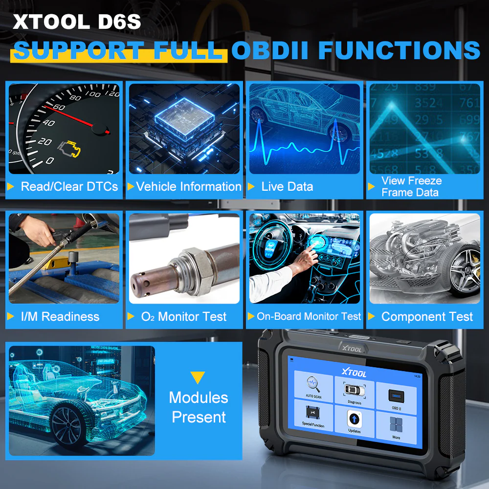 XTOOL D6S Car Diagnostic Tools All System Automotive Scanner For All Car 30+ Services Lifetime Free Update Built-in CANFD FCA
