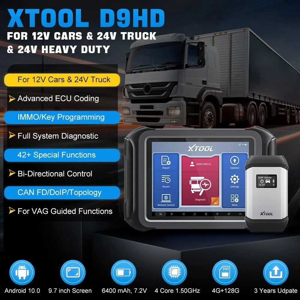 XTOOL D9HD Heavy Duty Truck Scanner Full System Diagnostic Tool