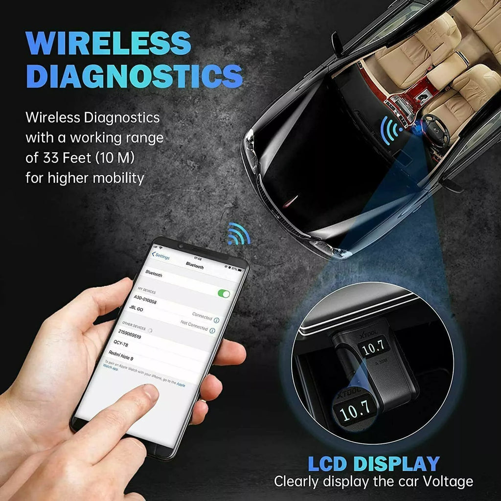 XTOOL A30M bluetooth OBD2 Scanners For Automotive Code Reader TPMS CANFD Protocol