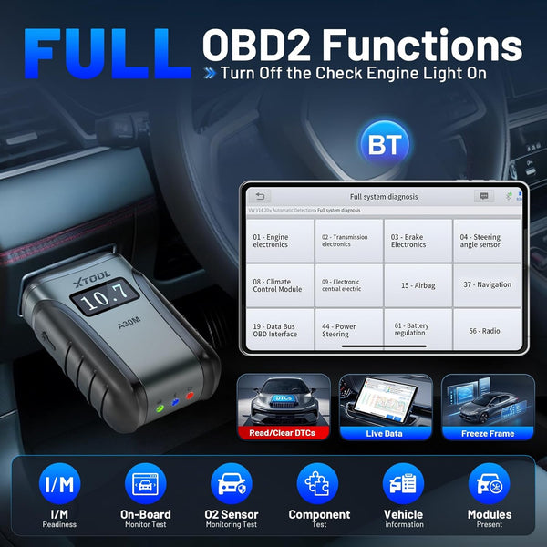 XTOOL A30M bluetooth OBD2 Scanners For Automotive Code Reader TPMS CANFD Protocol