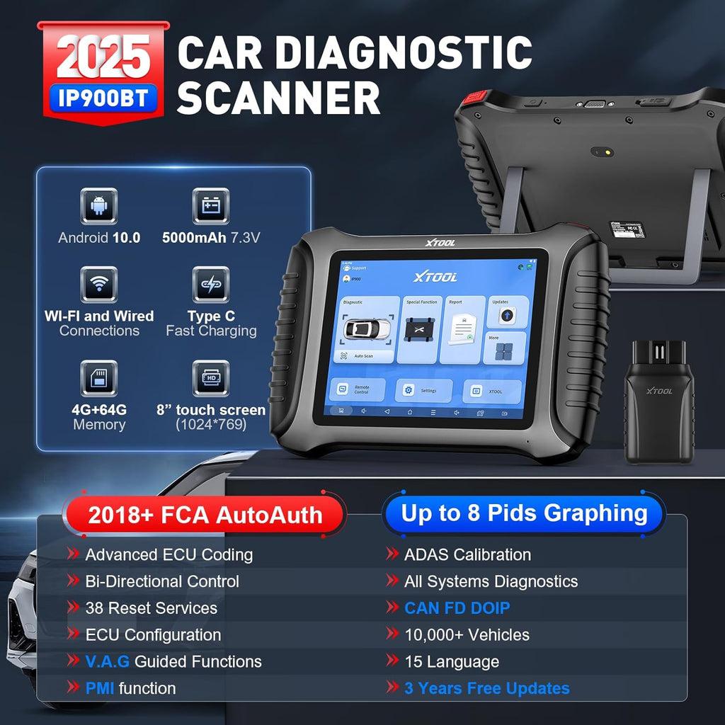 XTOOL IP900BT Auto Bidirectional Diagnostic Scanner ECU Coding Key Programming