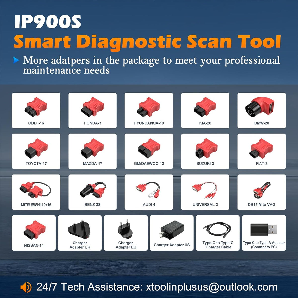 XTOOL IP900S OBD2 Scanner ECU Coding IMMO Automatic Car Code Reader FCA AutoAuth