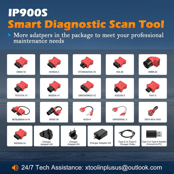 XTOOL IP900S OBD2 Scanner ECU Coding IMMO Automatic Car Code Reader FCA AutoAuth