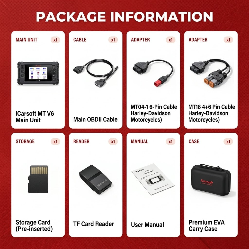 iCarsoft MT V6 Harley Motorcycle OBD2 Diagnostic Scanner Full System Engine ABS
