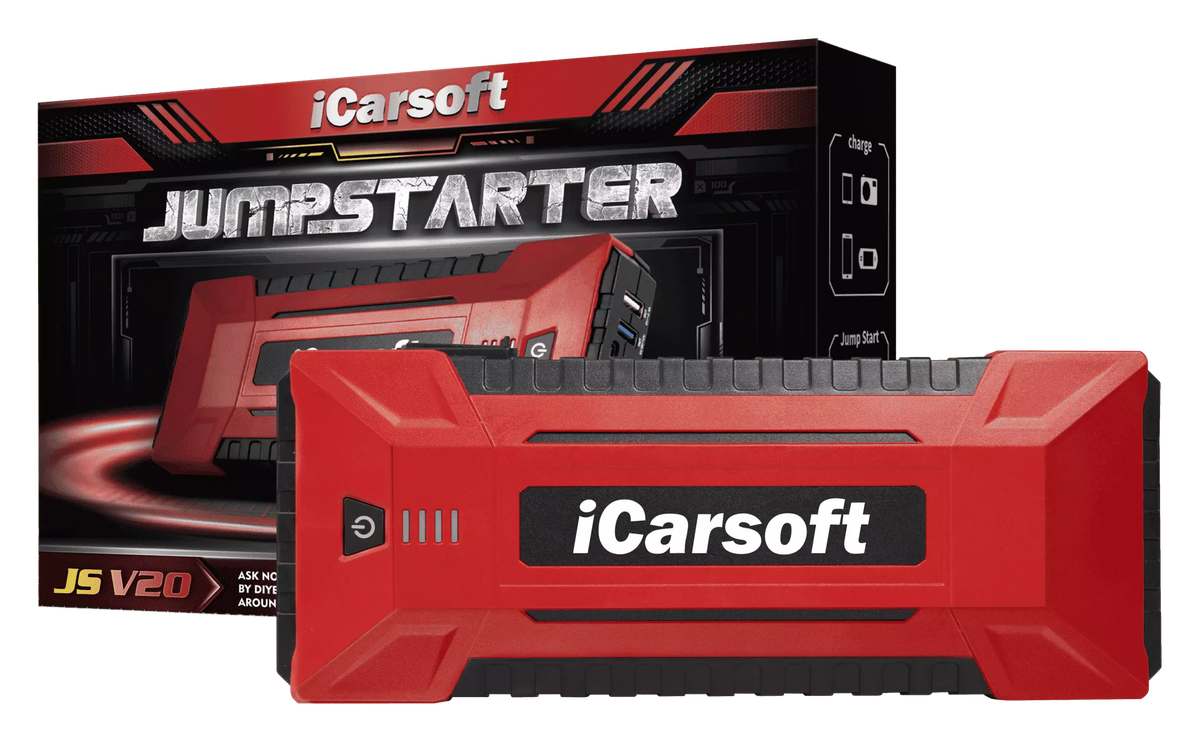 iCarsoft JS V20 12V Car Jump Starter 2000A Power Bank LED Light USB-C Charger Main image