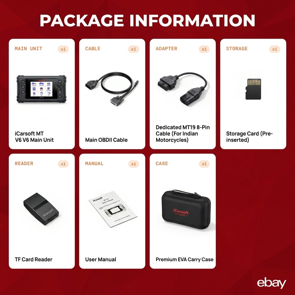 iCarsoft MT V6 INDIAN Motorcycle Diagnostic Scanner Live Data & Bi-Directional