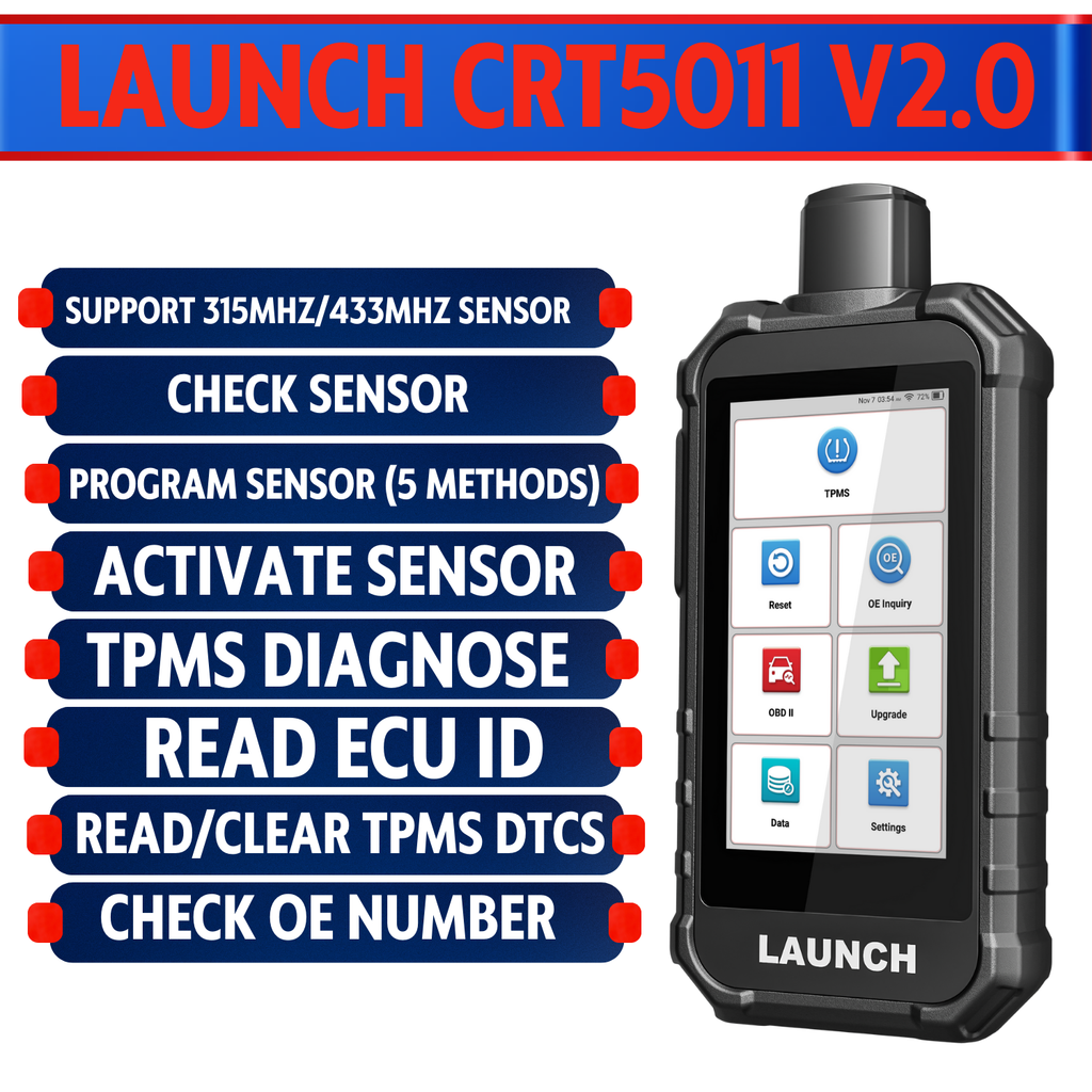 Launch Creader TPMS 5011 V2 Android TPMS OBD2 Scanner Diagnostic Tool 315 433MHz