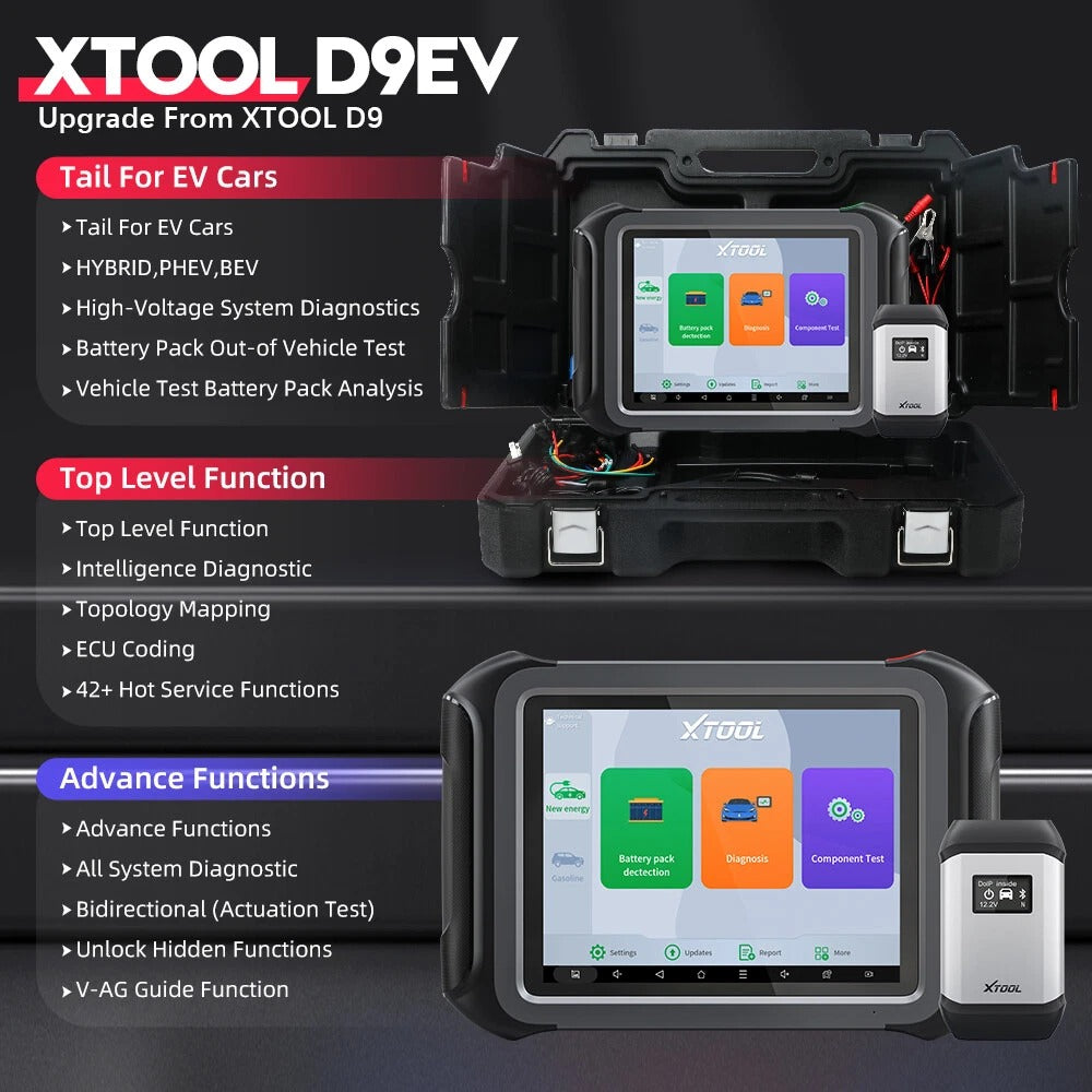 XTOOL D9EV Car Diagnostic tools Energy Vehicles For Tesla For BYD With Battery