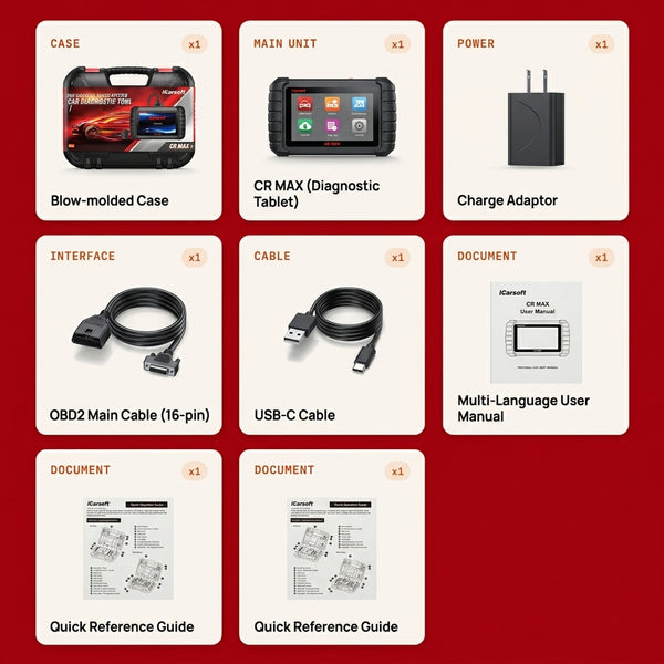 iCarsoft CR MAX Enhanced Multi-System OBD2 Tool Bi-Directional 40 Reset Modes
