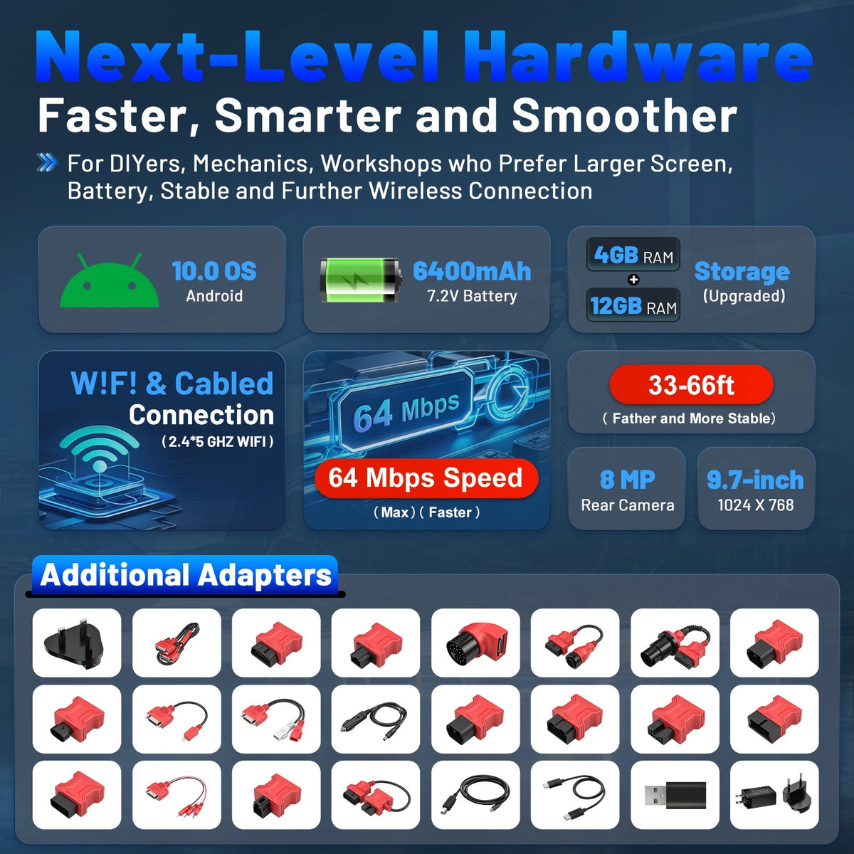 XTOOL D9 MAX Bluetooth Car Diagnostic Full System Scanner OE Level ECU Coding