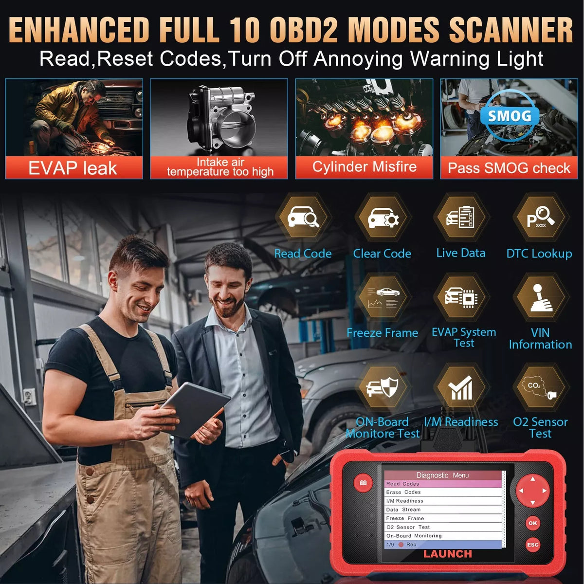 LAUNCH CRP123X V2.0 PRO/PLUS – OBD2 Scanner for Engine, ABS, SRS, AT Diagnostics