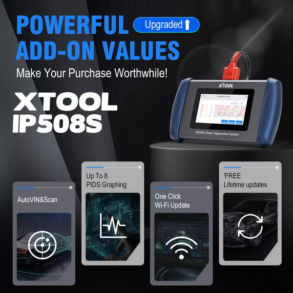 XTOOL InPlus IP508S OBD2 Scanner for ABS SRS Engine Transmission 9 Services Car