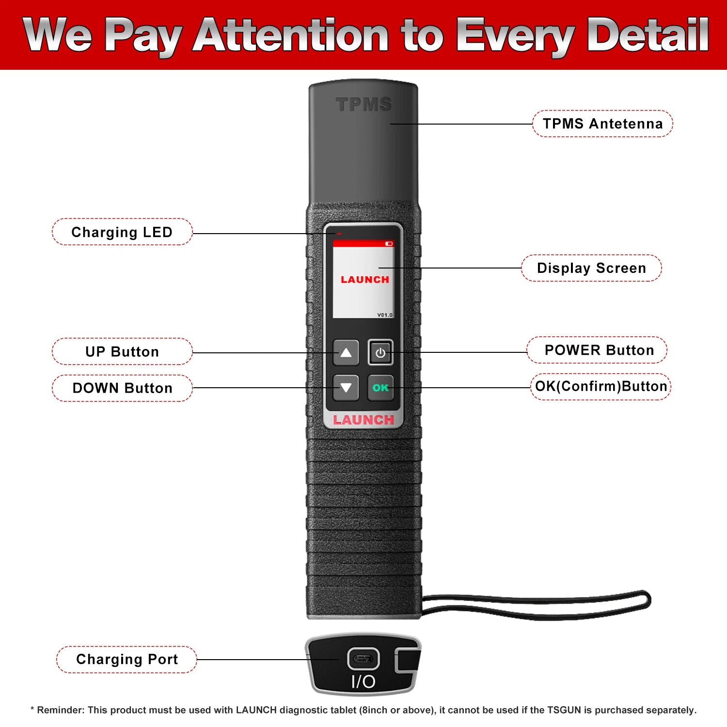 LAUNCH X431 TSGUN TPMS Tools Obd2 Scanner Car Tire Pressure Inspection Tool TPMS Secondary image