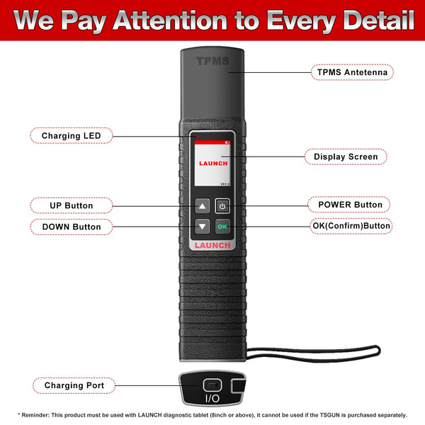 LAUNCH X431 TSGUN TPMS Tools Obd2 Scanner Car Tire Pressure Inspection Tool TPMS
