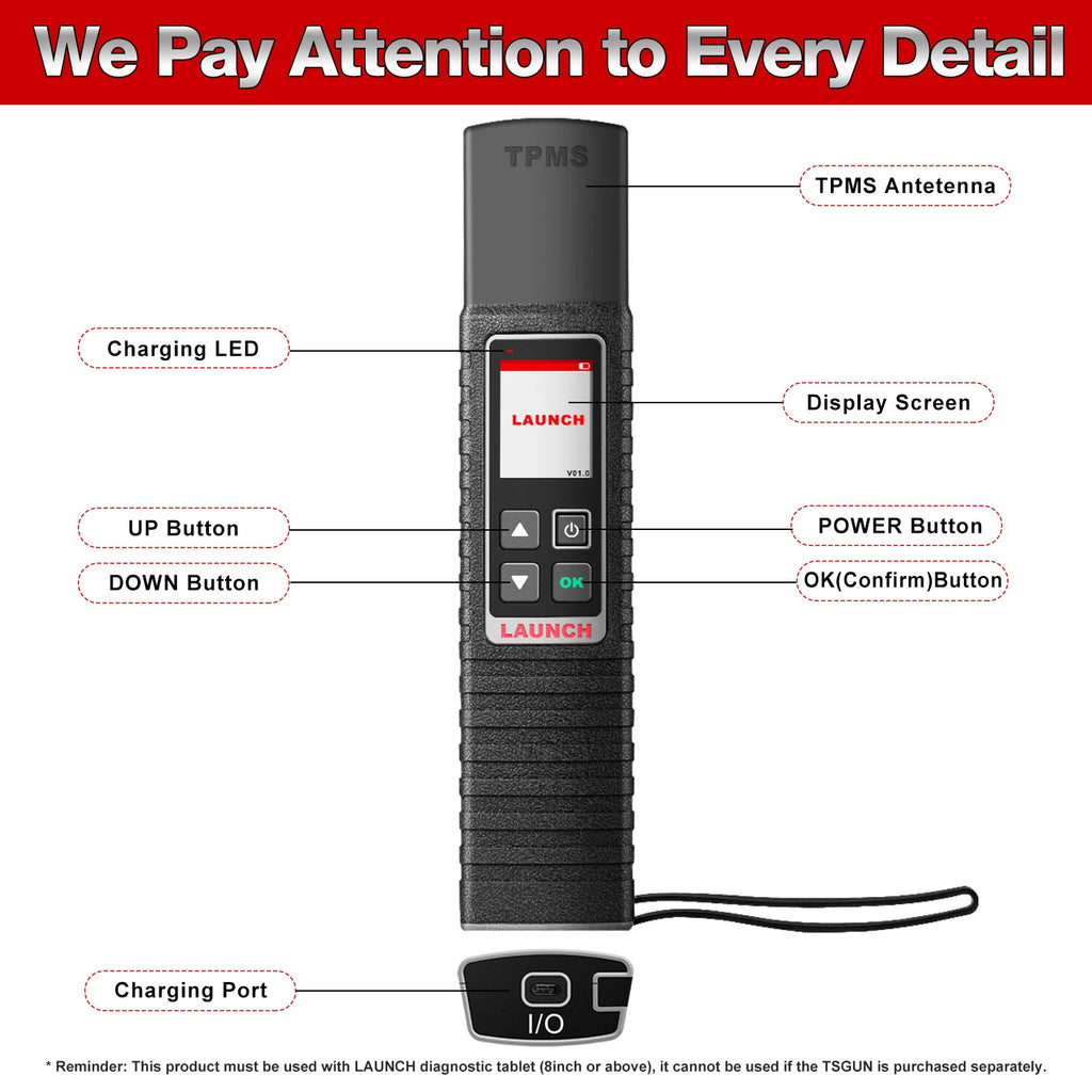 LAUNCH X431 TSGUN TPMS Tools Obd2 Scanner Car Tire Pressure Inspection Tool TPMS