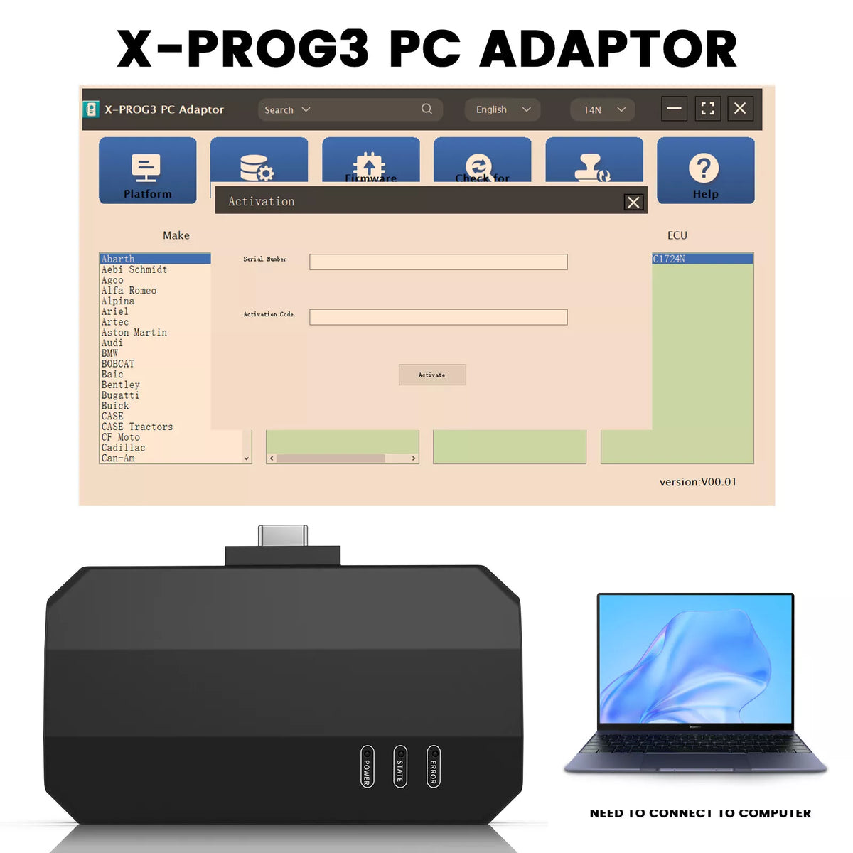 2026 Launch X-PROG3 PC Adapter – XProg3 ECU & IMMO Programmer (X431-Compatible)