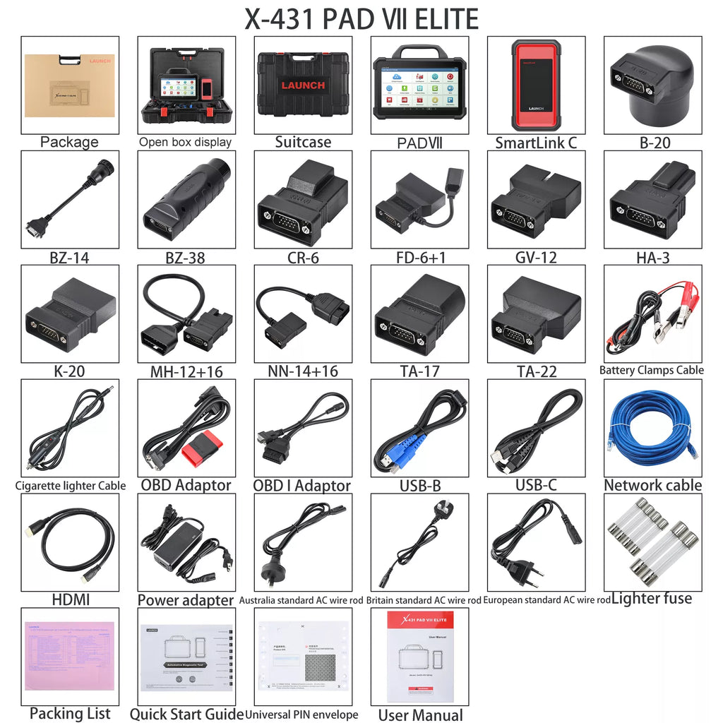 LAUNCH Scanner Complete Set PADVII X-PROG3 Truck Kit Professional Car Diagnostic