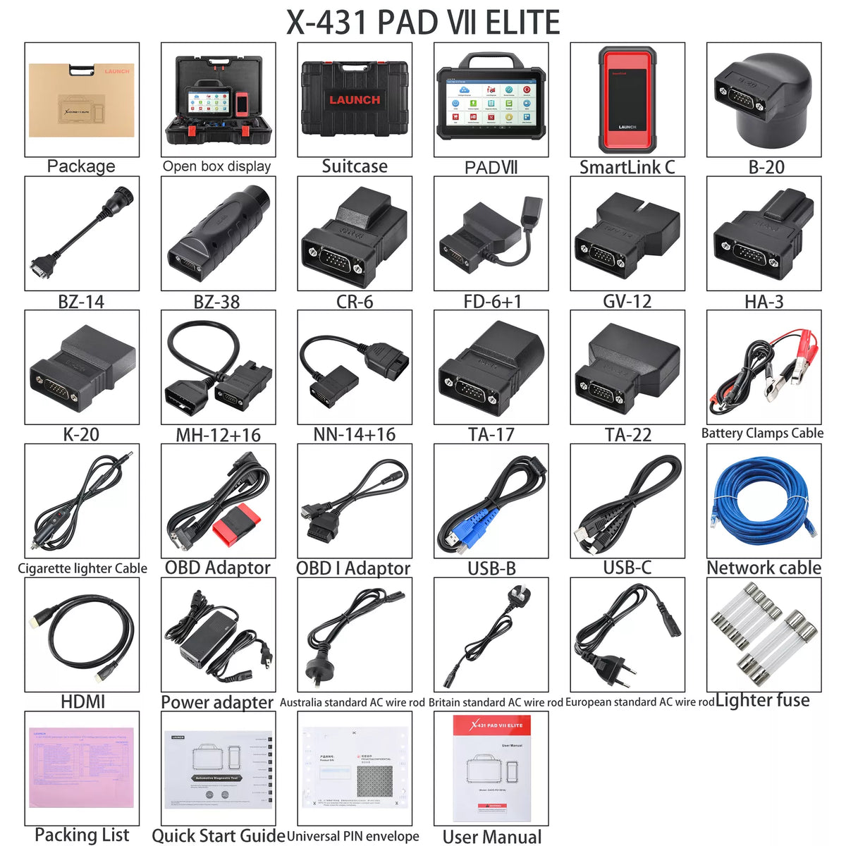 LAUNCH Scanner Complete Set PADVII X-PROG3 Truck Kit Professional Car Diagnostic