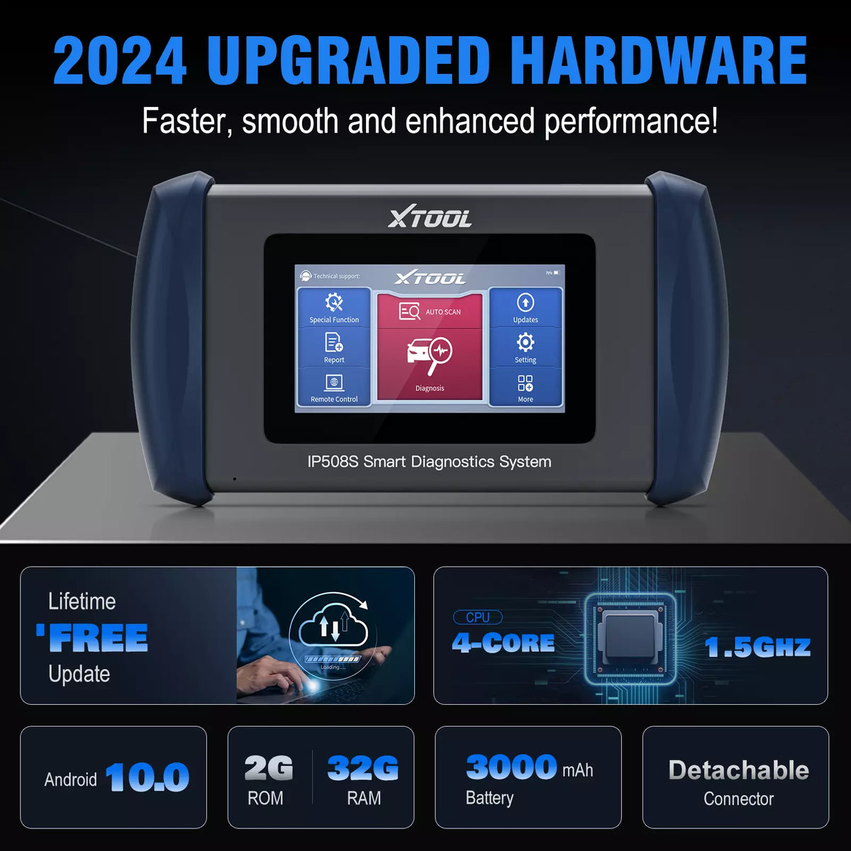XTOOL InPlus IP508S OBD2 Scanner for ABS SRS Engine Transmission 9 Services Car