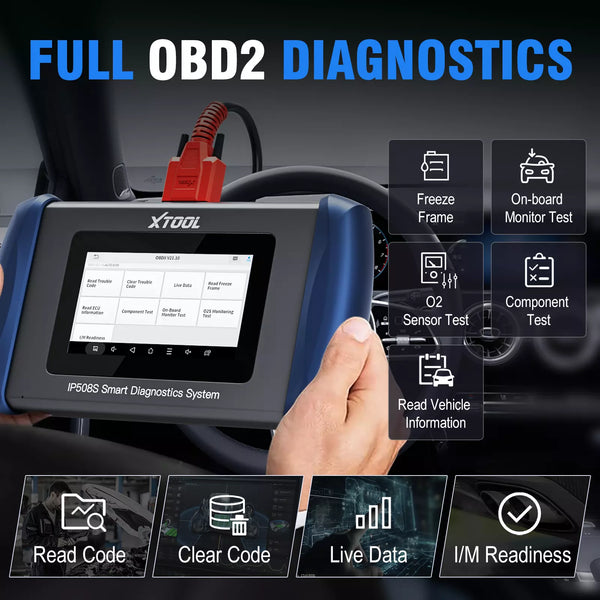 XTOOL InPlus IP508S OBD2 Scanner for ABS SRS Engine Transmission 9 Services Car