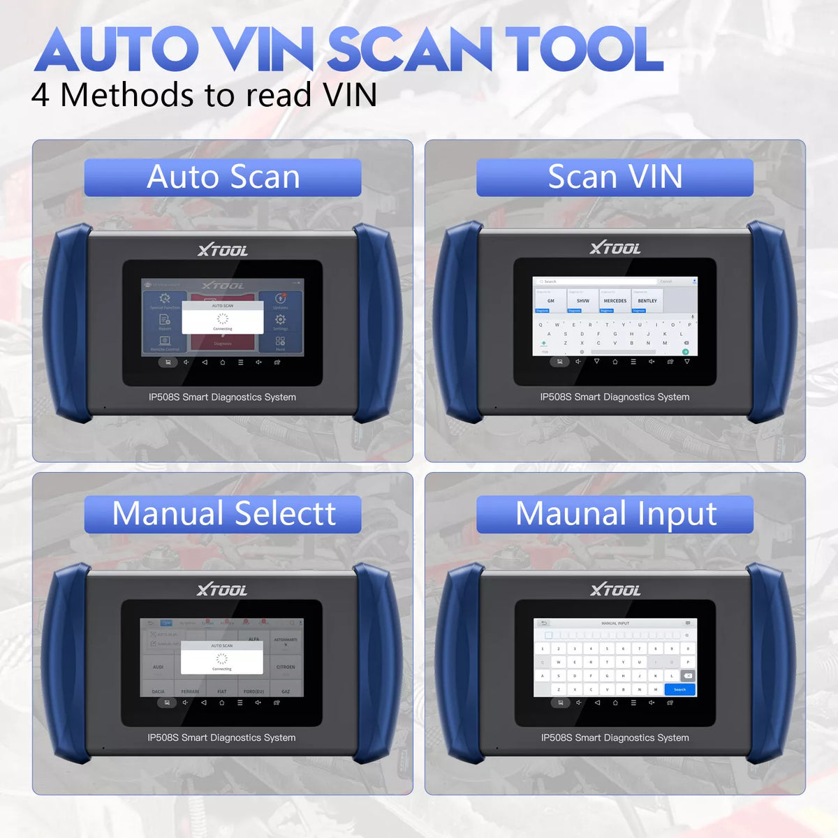 XTOOL InPlus IP508S OBD2 Scanner for ABS SRS Engine Transmission 9 Services Car