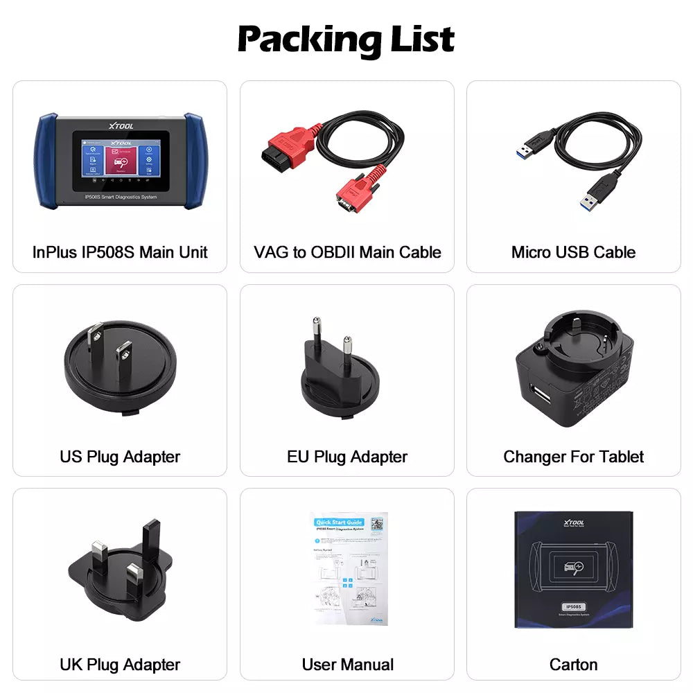 XTOOL InPlus IP508S OBD2 Scanner for ABS SRS Engine Transmission 9 Services Car